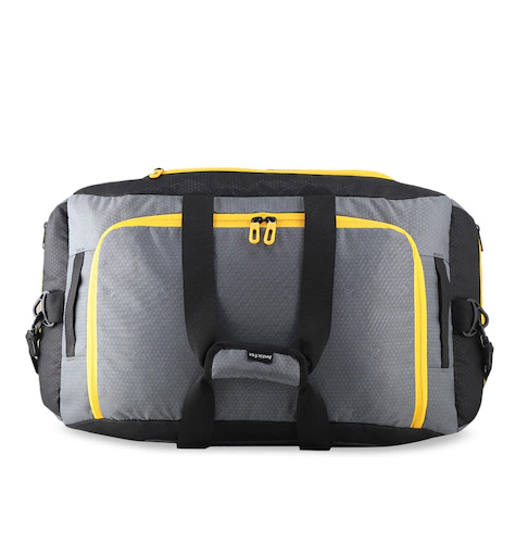 Grey & Yellow Printed Travel Duffel Bag